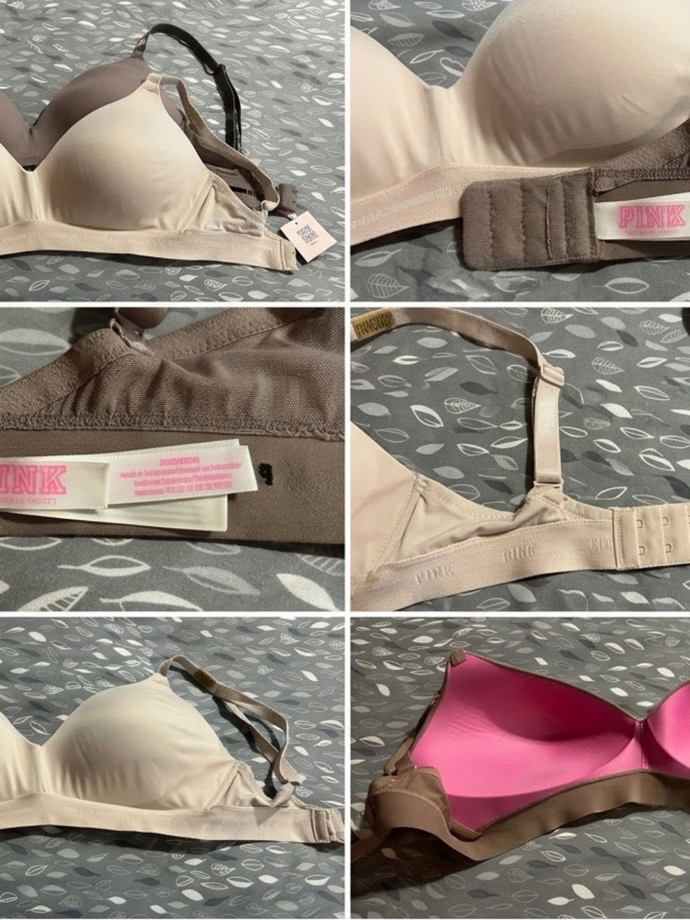 Pink Victoria secrets T-shirt bra 2-Pack Bundle - Nude Beige & Brown - 36DD